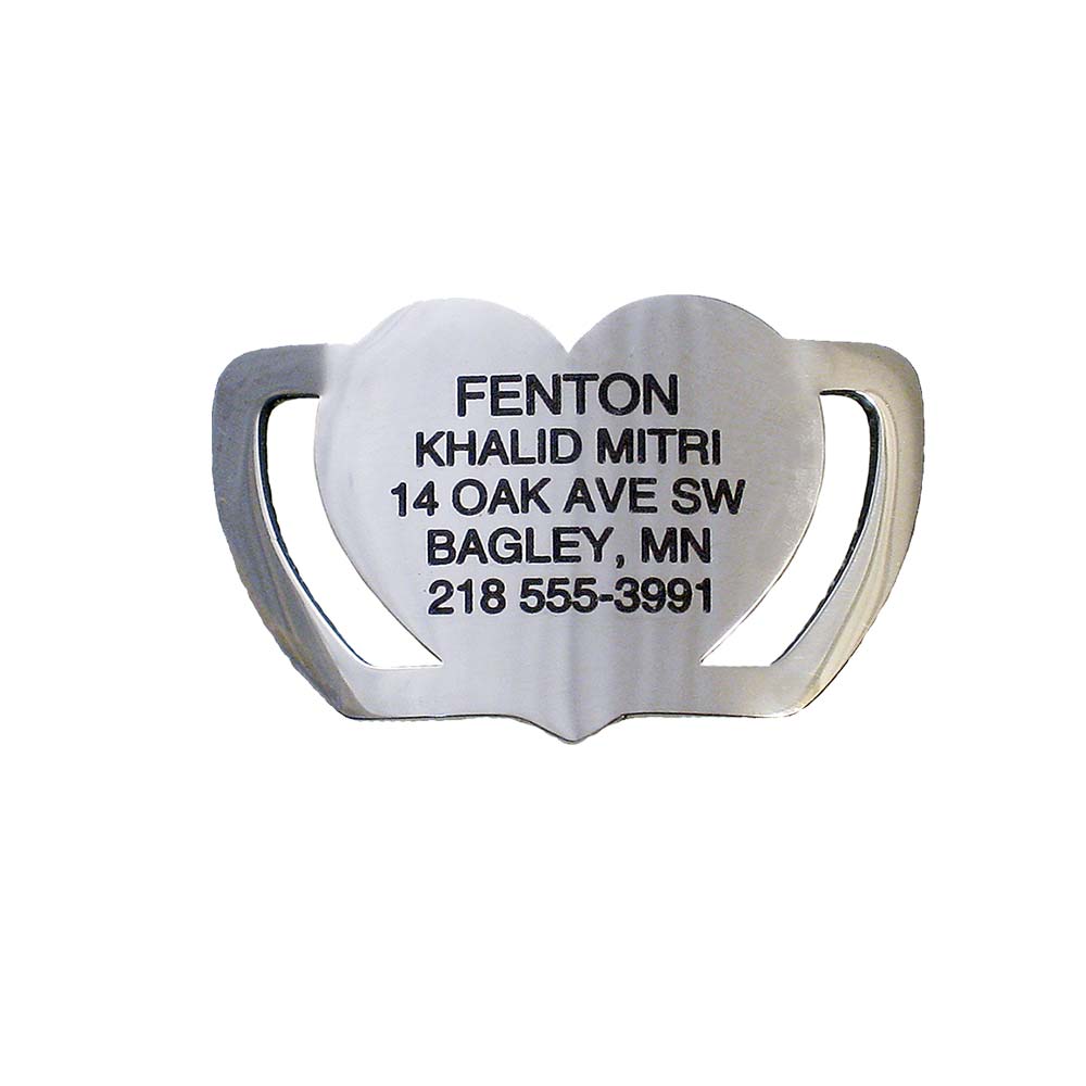 Closed ends heart shaped slide-on tag